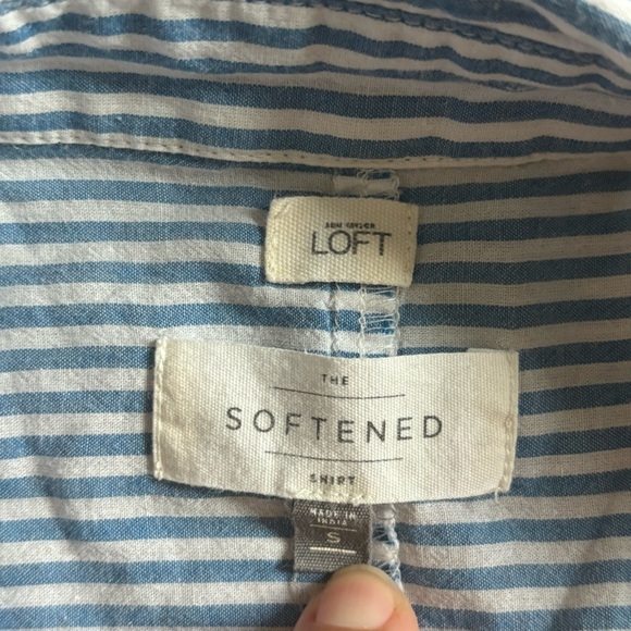 Womens Loft Striped Button Down Shirt Women’s Small Black White 3/4 Sleeve - Picture 7 of 7